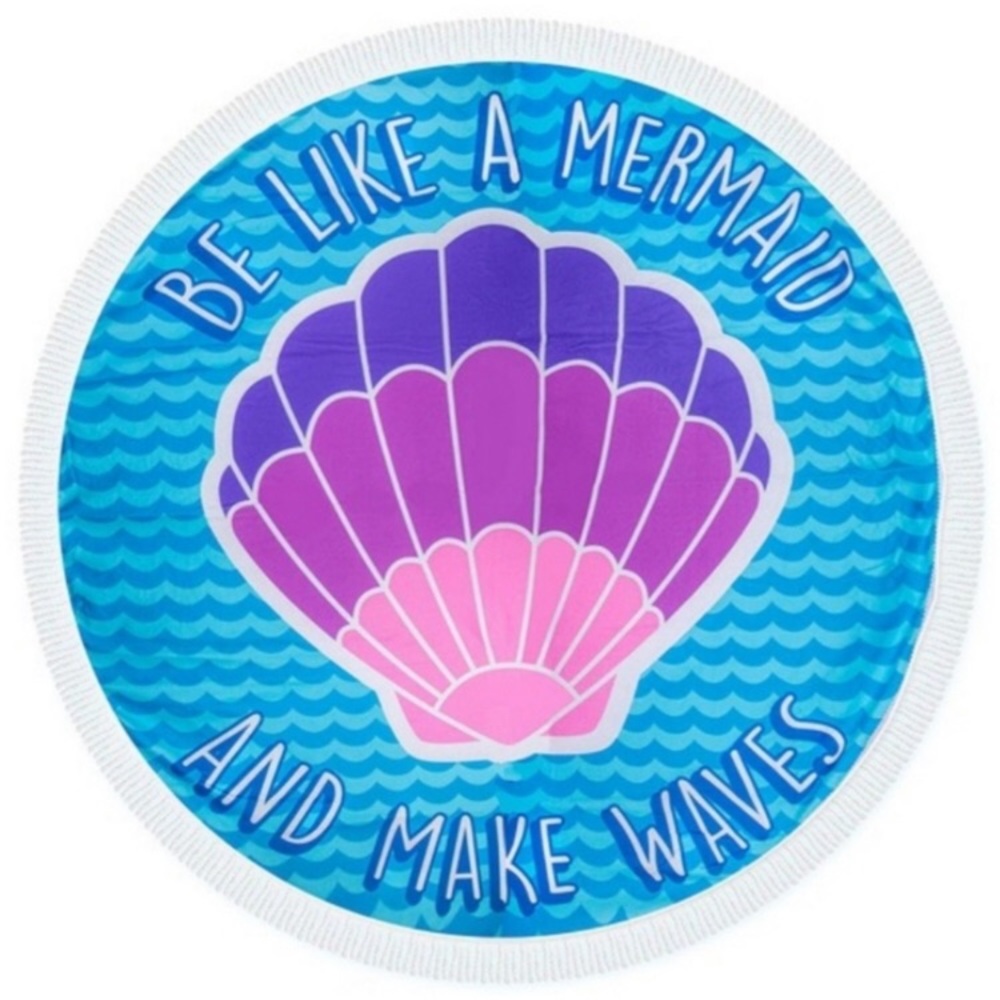 Seashell beach towel round 60” with fringes NWT - Picture 2 of 7